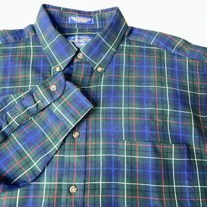 Pendleton Sir Pendleton Wool Shirt Mens L Green Blue Plaid Button Down